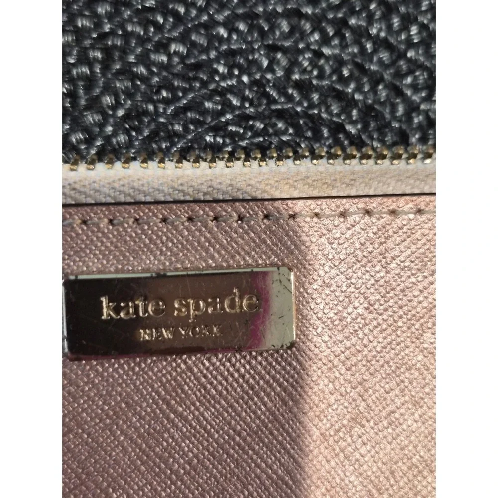 Kate Spade Rose Gold Saffiano Leather Wristlet Clutch Bag Metallic Pink Pouch - Picture 2 of 9